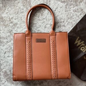 Wrangler Brown Women's Tote Bag w/ strap and dust bag